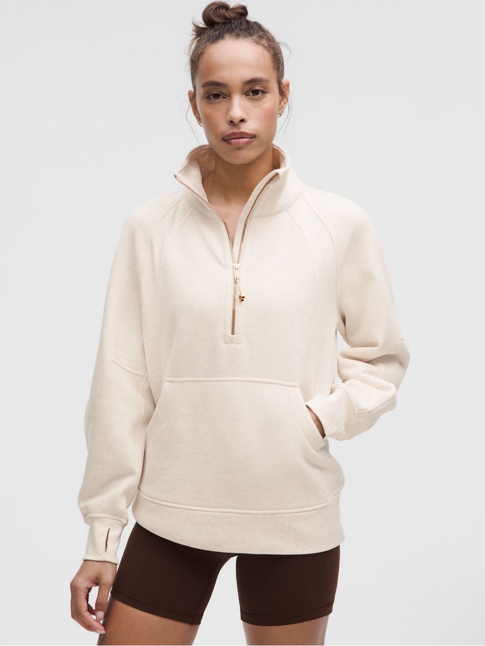 NWT Lululemon Scuba Hoodie s/m gold hardware oatmeal heather
